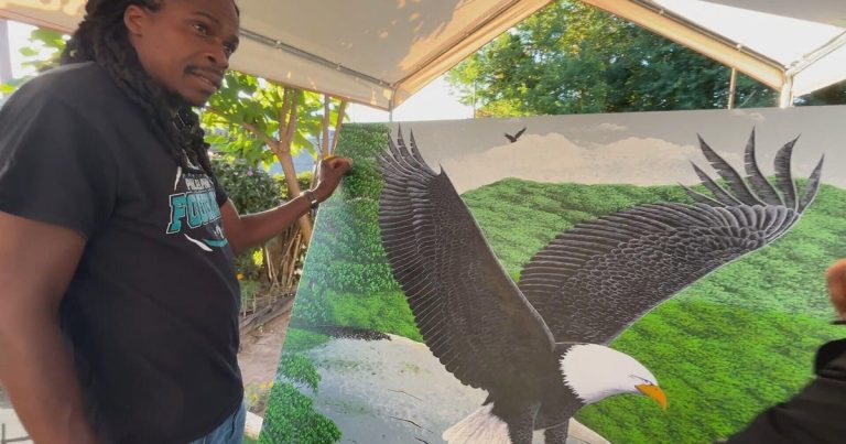 Artist’s bald eagle painting celebrates Philadelphia Eagles’ iconic spirit ahead of home opener